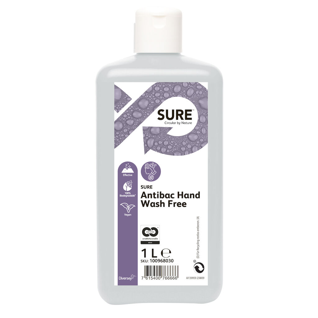 SURE Antibac Hand Wash Free 10x1L - Parfum- en kleurstofvrije antimicrobiële handzeep